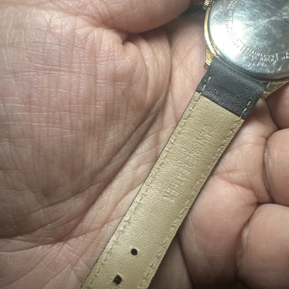 Works VTG 1970s Caravelle N1 Gold‎ Tone Mens Manual Wind 32mm Fit 7in Black Runs
